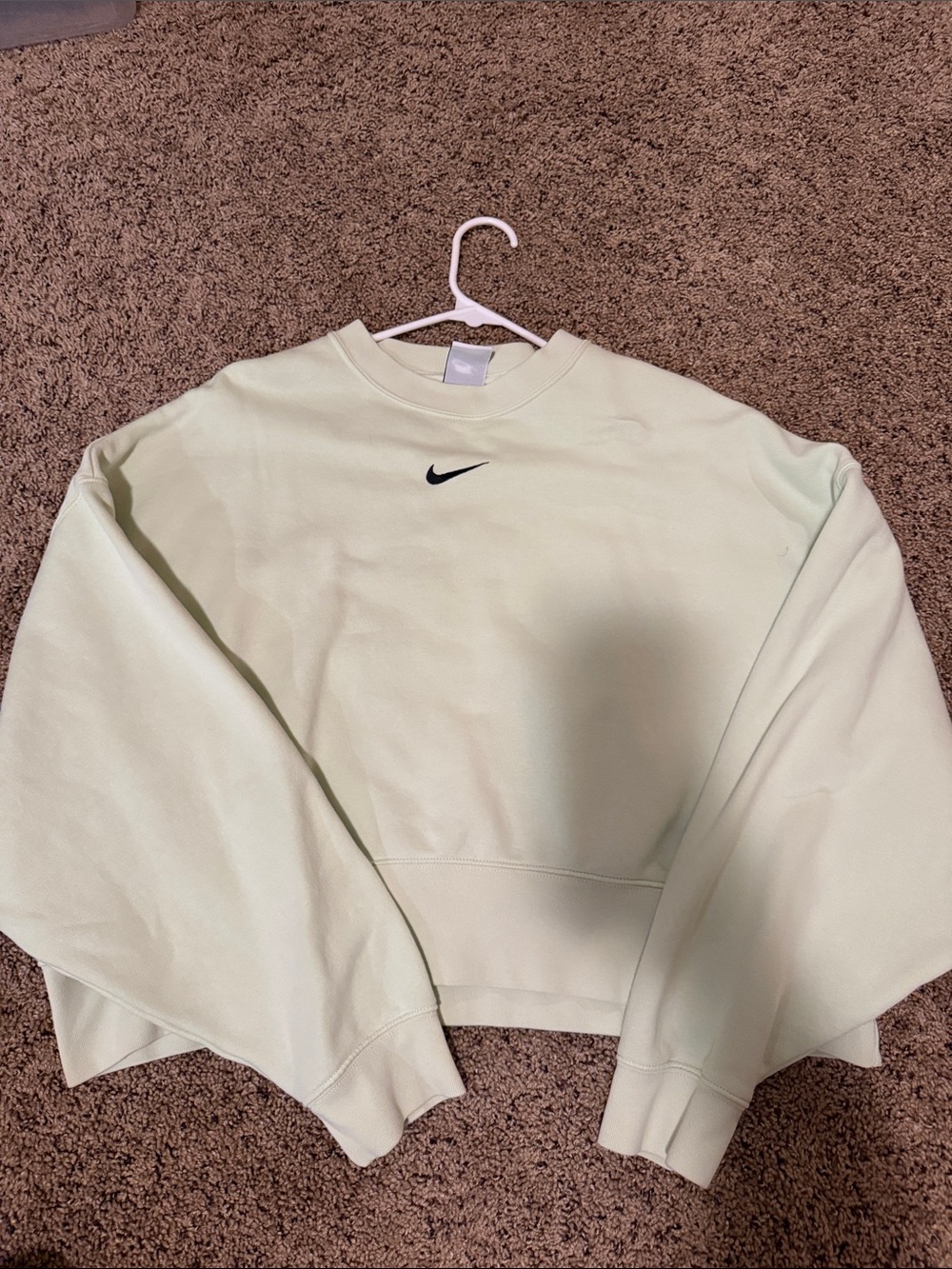 Nike Cropped Crew Sweatshirt in Pale Mint with Black Swoosh